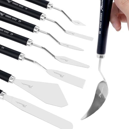 PHOENIX Flexible Palette Knife Set - 8 Stainless Steel Painting Knives with Gift Box, Art Knife with Wood Handle, Paint Spatula for Oil Acrylic Paint