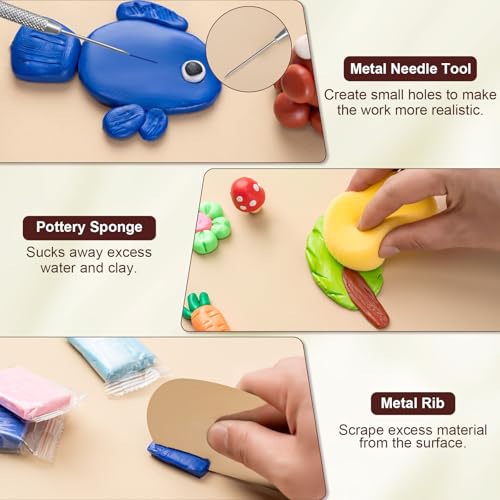 Amrules 8 Pcs Polymer Clay Sculpting Tools Kit for Adults, Light Yellow | Smooth Comfortable Handles, Sturdy Wood & Stainless Steel, Perfect for Beginners, Pottery Lovers & Diy Craft - color: Lightyellow-8Pcs