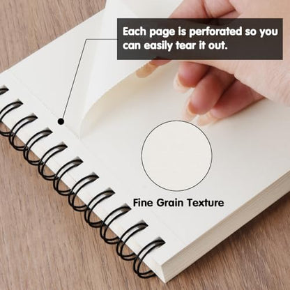 8.3" x 5.8" Hardcover Sketchbook, Top Spiral Bound Art Journal Sketchbook, 60 Sheets 92LB/150 GSM Acid-Free Drawing Neutral White Mixed Media Paper for Adults Beginners Artists.Coffee - color: 150gsm-neutral white paper coffee