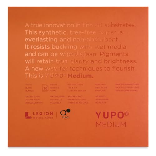 Legion Yupo Synthetic Paper Pad - 7" x 7", Bright White, 10 Sheets