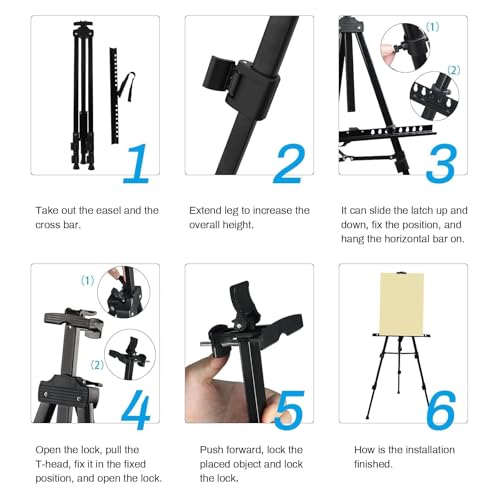 RRFTOK 21-66 Inch Adjustable Art Easel Stand for Painting and Sign, Black - style: 66B 1-Pack