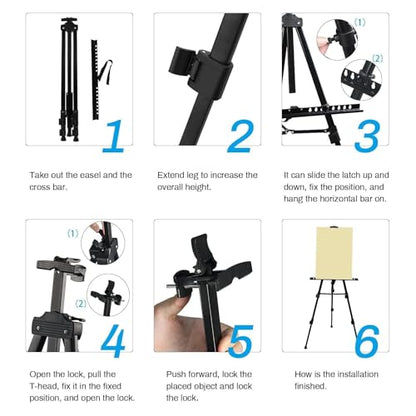 RRFTOK 21-66 Inch Adjustable Art Easel Stand for Painting and Sign, Black - style: 66B 1-Pack