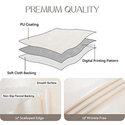 Romanstile Waterproof Vinyl Tablecloth Rectangle, 60 x 102 Inch, Flower Beige - color: Flower Beige, size: 60" x 102" (Rectangular)