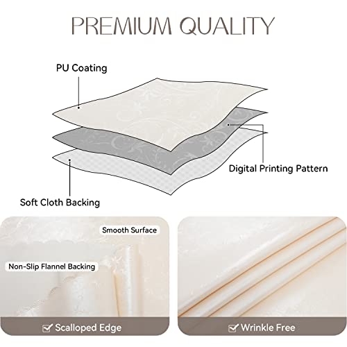 Romanstile Waterproof Vinyl Tablecloth Rectangle, 54 x 78 Inch, Flower Beige - color: Flower Beige, size: 54" x 78" (Rectangular)