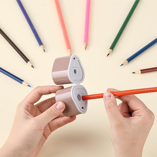 Mr. Pen- Pencil Sharpeners Manual, 3 Pack, 3 Holes, Colorful | Handheld Pencil Sharpener, Large Waste Box, Compatible with Standard and Jumbo Pencils, Stainless Steel Blade for Kids - color: Pink, Purple, Blue, size: 3 Pack