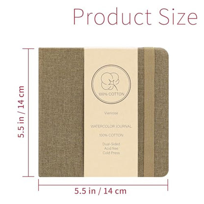 Vienrose Watercolor Sketchbook Journal 5.5x5.5 Inch 24 Sheets Brown - color: Brown, size: 5.5x 5.5 Inch