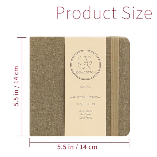 Vienrose Watercolor Sketchbook Journal 5.5x5.5 Inch 24 Sheets Brown - color: Brown, size: 5.5x 5.5 Inch