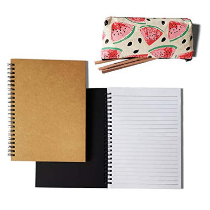 Twinkle Spiral Notebooks, Ruled Notebooks, Thick Paper, 60 Sheets, 10" X7”, 2 Pack (Black, Line) - color: Black Line