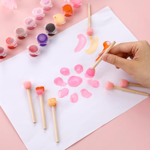 40 Pack Round Sponge Foam Brush 0.6'' Paint Sponge Brush Wooden Handle Foam Brush Foam Paint Brushes for Painting Crafts(0.6 Inch)