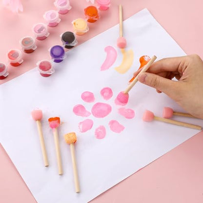 40 Pack Round Sponge Foam Brush 0.6'' Paint Sponge Brush Wooden Handle Foam Brush Foam Paint Brushes for Painting Crafts(0.6 Inch)