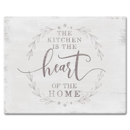 CounterArt Heart of the Home 3mm Tempered Glass Cutting Board 12" x 15" | Serving Board, Charcuterie Board - color: Heart of the Home