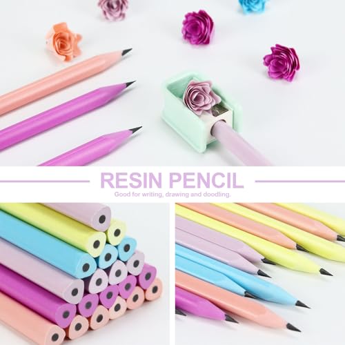 Buqoo 50 PCS Cute Wooden Lead Pencil Pro Art and Sketching Pencil Kit | Comes with 3 Push-Pull Refillable Erasers, Drawing Supplies, Charcoal Pencils, Charcoal Pencils for Drawing - color: Pink