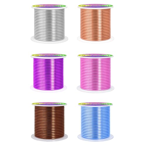 Mandala Crafts 8 GA Blue Pink Brown Assorted Anodized Aluminum Craft Wire - color: Silver Tone Copper Tone Purple Pink Brown Ice Blue, size: 8 Gauge 20X6 Feet