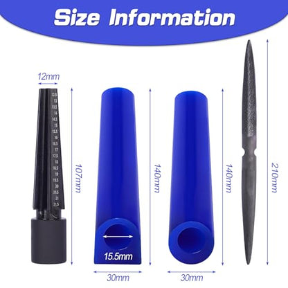 Jewelry Wax Carving Tools Set with Ring Tubes, Hole Expander and Carbon Steel File for Ring Casting and Design Lost-Wax Casting (Blue)