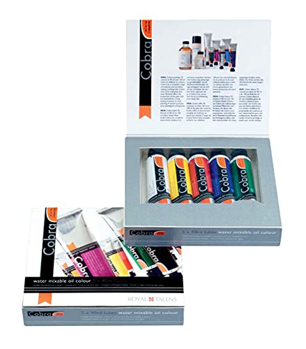 Cobra Artist Oil Colour, General Selection, 1.3 fl oz, 5 Count | Water-Mixable Oil Paint with High Pigmentation, High Lightfastness, No Harmful Solvents, Professional-Grade - size: 6.75 Fl Oz (Pack of 1)