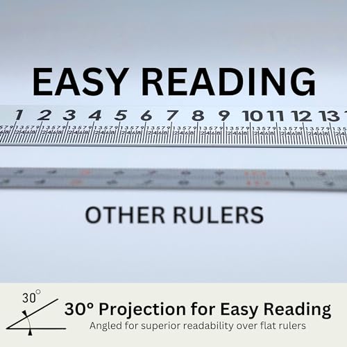 Slope Sight™ 12 Inch 30° Silver Precision Metal Ruler, High-Grade Laser-Engraved Aluminum Ruler for School, Office, Architects, Draftsman, and Engineers (Silver, 12 Inch) - color: Silver