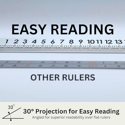 Slope Sight™ 12 Inch 30° Silver Precision Metal Ruler, High-Grade Laser-Engraved Aluminum Ruler for School, Office, Architects, Draftsman, and Engineers (Silver, 12 Inch) - color: Silver