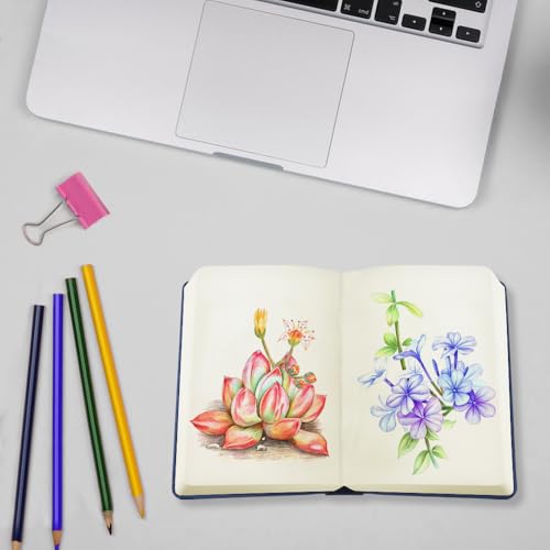 Mifuner Small Rectangle 3.5x5.5 200 Sheets 105gsm Mini Notebooks Blank Pages Sketchbooks Pocket Paint Writing Diary Memo PU Leather Cover Deep Blue - color: 105gsm-PU Cover-Deep Blue