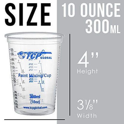 TCP Global 10 oz. (300ml) Graduated Plastic Mixing Cups - Box of 100