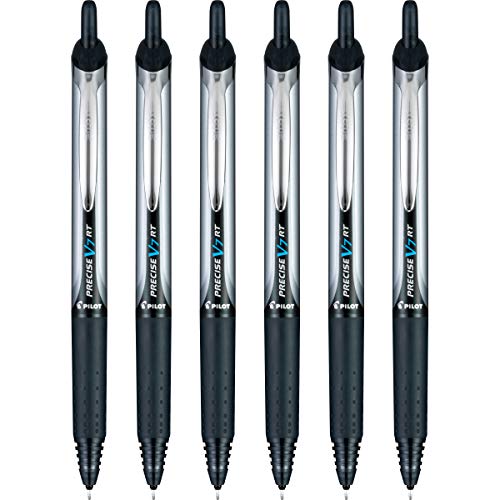 PILOT Precise V7 RT Liquid Ink Rollerball Pens, Black Ink Pens, 6-Pack - color: Black, size: 6 Count (Pack of 1)