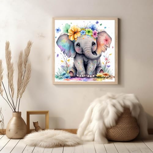 Cute Elephant Diamond Art Painting Kits for Adults - Round Full Drill Diamond Dots Paintings for Beginners, 5D Paint with Diamonds Pictures Gem Art Painting Kits DIY Crafts Project Kits 14x14inch - color: cute elephant