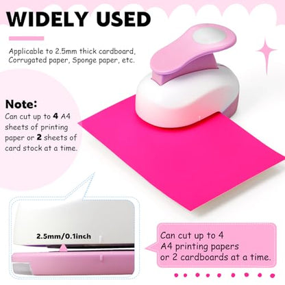 CHENGU 6 Pcs Circle Punch Set 3in/2in/1.5in/1in/0.6in/0.3in Scrapbook Hole Punchers Crafting with 10 Sticker Paper Round Cutter Scrapbook for Office Supplies DIY Albums Photos(Pink) - color: Pink, style: Circle