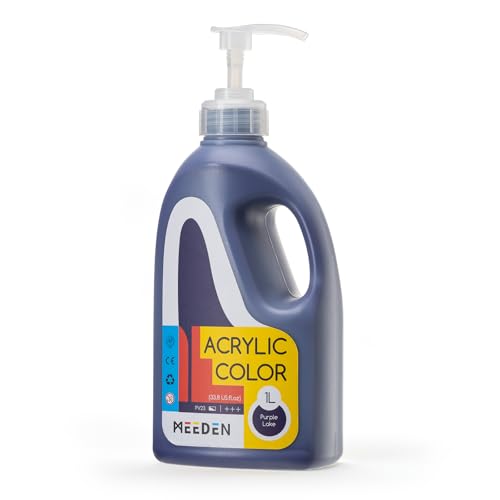 MEEDEN Purple Lake Acrylic Paint: 1 L /33.8 oz Satin Liquid Paint with Pump Lid - Soft Body Art Paints for Canvas, Studio, School, Wall & Poured Paintings - color: Purple Lake
