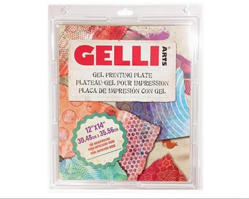 Gelli Arts 12" x 14" Gel Printing Plate - Art, Crafts, Printmaking with Stencils & Stamps, Clear, Reusable Monoprinting Plate, Easy to Clean, Non-Toxic, and Beginner Friendly - size: 12" x 14"