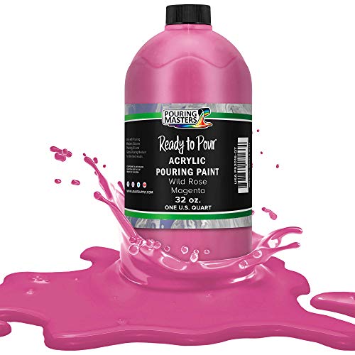 Pouring Masters Wild Rose Magenta Ready to Pour Acrylic Pouring Paint - Premium 32-Ounce Pre-Mixed Fluid Acrylic Paint - Fluid Art Supplies for Canvas, Wood, Paper, Tile & Rocks