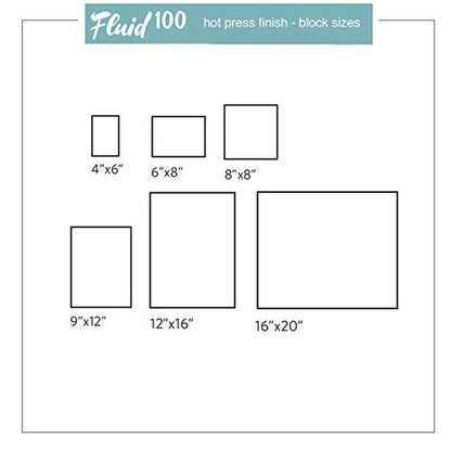 Fluid 100 Watercolor Paper Block, 12 x 16 inches, 15 Sheets, 140 lb (300 GSM) 100% Cotton Hot Press Pad for Artist Painting and Wet Media - size: 12 x 16