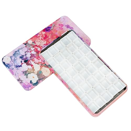 40Pcs Empty Half Pans Watercolor Tin Palette with Magnetic Stripe | Travel Tin Palette Case,Portable Artist Paints Half Pan Kits,DIY Watercolor Oils Acrylics Painting Drawing - color: Blossom Paradise