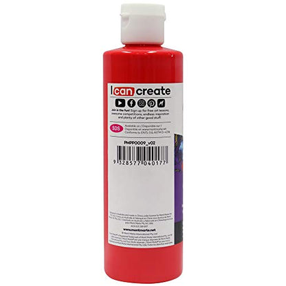 Mont Marte Premium Pouring Acrylic Paint, 240ml (8.11oz),Cadmium Red, Pre-Mixed Acrylic Paint, Suitable for a Variety of Surfaces Including Stretched Canvas, Wood, MDF and Air Drying Clay. - color: Cadmium Red, size: 8.12 Fl Oz (Pack of 1)