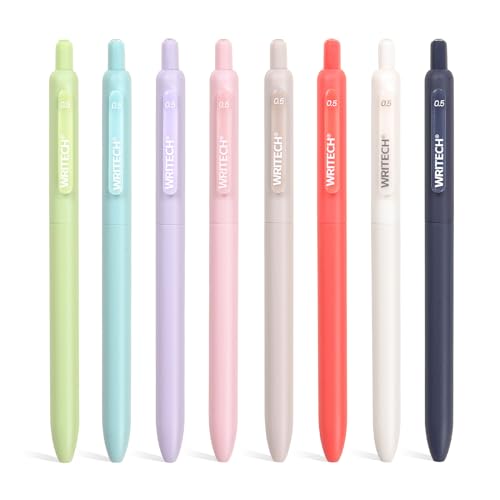 WRITECH Gel Pens Fine Point: 0.5mm Multicolor Ink Silent Click Pen 8ct - color: Multicolor-8ct