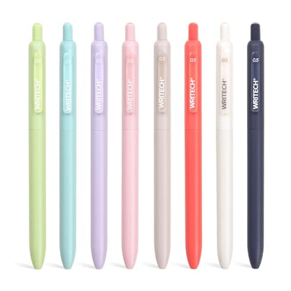 WRITECH Gel Pens Fine Point: 0.5mm Multicolor Ink Silent Click Pen 8ct - color: Multicolor-8ct