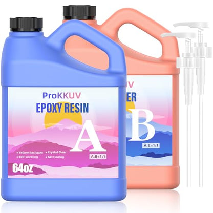 Epoxy Resin Kit,1Gallon Epoxy Resin,Crystal Clear Resin Epoxy | Bubble Free Self Leveling Mix 1:1 Resin Kit for Art Resin Casting DIY Jewelry,Art Crafts - color: 1 Gallon