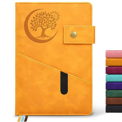 PAIBAS Blank Journal Notebook, A5 Hardcover Leather Sketchbook with 200 Pages Thick Blank Paper for Men Women, Unlined Drawing & Writing Journal, 5.9" x 8.4" Plain Notebook (yellow) - color: Yellow, size: Blank Page