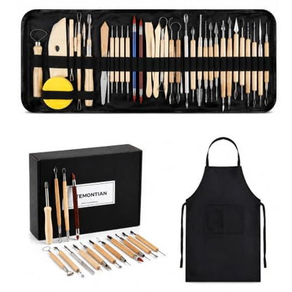 TEMONTIAN Pottery Tools and Supplies Kit, Clay Sculpting Tools Set, 43 PCS - color: BLACK