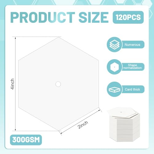 120 PCS Hexagon Piecing Paper Templates, 2" White Paper templates, Quilting Templates Accessories for DIY Patchwork Crafts and Sewing Supplies - size: 2 Inch- 120 pcs Hexagon