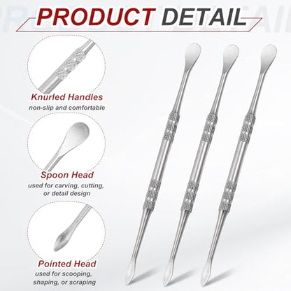 HARFINGTON 7pcs Wax Carving Tool 4.75" Double-Headed Stainless Steel Sculpture Tools Kit Modeling Engraving Sculpting Spoons for Clay Pottery Crafts Shaping, Silver Tone - color: Silver Tone