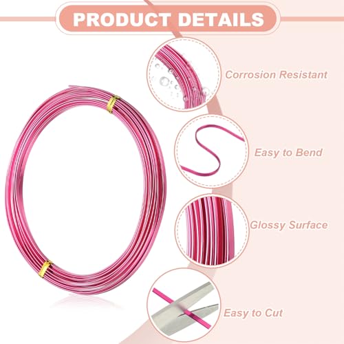 uxcell 18 Gauge Flat Aluminum Wire, 16.40 ft 3mm Wide Aluminum Crafts Wire for Flower Bonsai Crafts Carving DIY Bezel Sculpting Gem Metal Wrap, Rose Red - color: Rose Red, size: 3mm