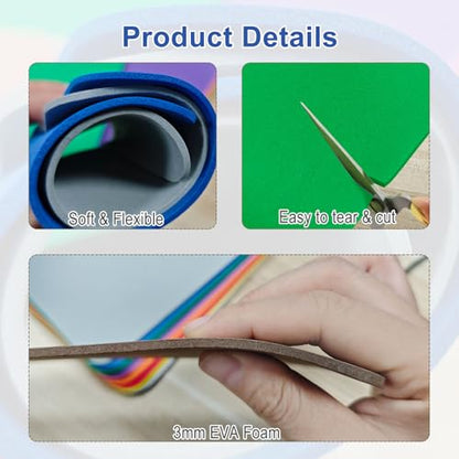 24Pcs 3mm 3D EVA Foams Embroidery: 5.92x9in Embroidery Foam - EVA Craft Foam Sheets for Arts & Machine Embroidery 11 Colors