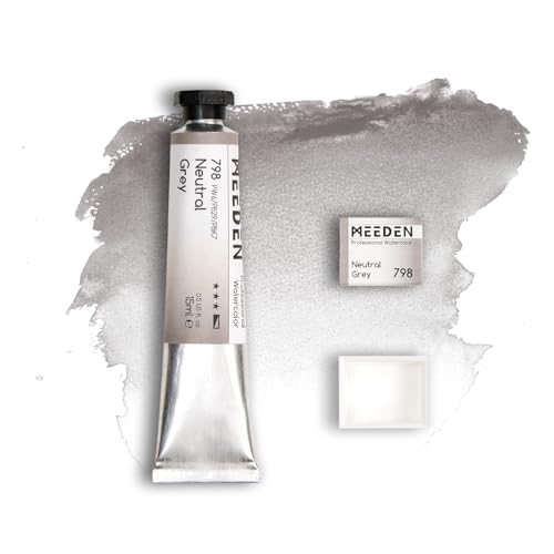 MEEDEN Professional Artist Watercolor Paint: Neutral Grey - 15ml/0.5oz | Water Color Tube, Semi-Moist Pigment Half Pan and Empty Matching Half Pan for Artists Pros - color: Neutral Grey