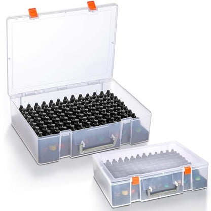 Patelai 2 Pack Alcohol Ink Storage Case and Paint Carrying Organizer Holder Fits 234 Pcs 0.78 Inch Bottles, Portable Storage Box with Foam Insert for Alcohol & Paint Ink, Art Supplies - size: 117*0.35 oz