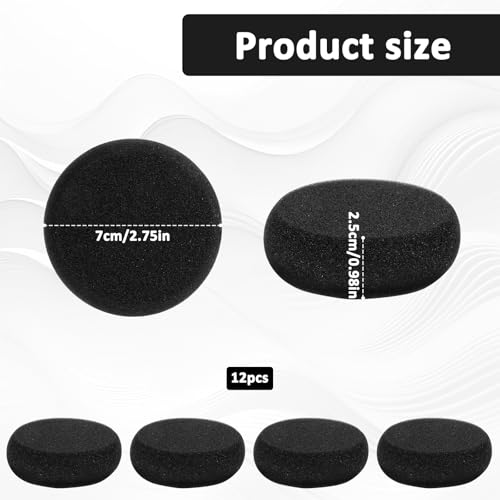 12 PCS Pottery Sponges, Round Painting Sponge 3inch Black Artist Sponges Craft Clay Watercolor Sponge for Face Painting Pottery Ceramics Art Crafts, Suitable for People Aged 18 and Above