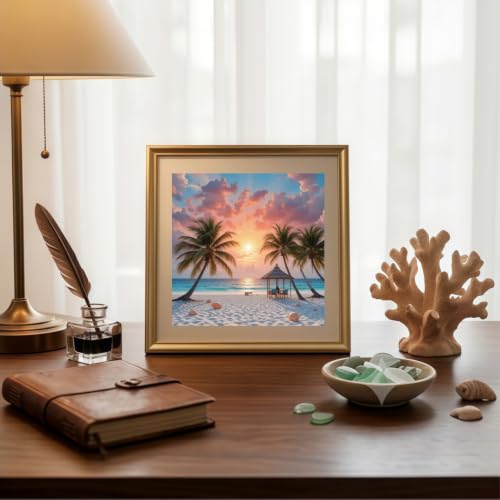 5D Beach Sunset Diamond Art kits for Adults Beginners 13.8x13.8inch - color: KM1195-1