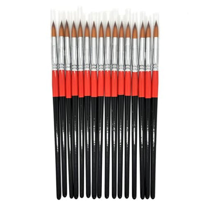 Size #6 Pointed Round Paint Brush Set of 16, Premium Taklon Synthetic Hair - size: Size #6 Pointed Round (16 PCS)