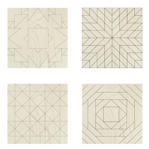 9 Inch Barn Quilt Kit Set 4 | Boho, Milky Way Star, HST, Pineapple | Unfinished wood blocks to paint for DIY parties, farmhouse wall decor, quilting-inspired crafts, handmade gifts. - size: 9 inches (set of 4), style: Boho, Large Milky Way Star, HST Fun,