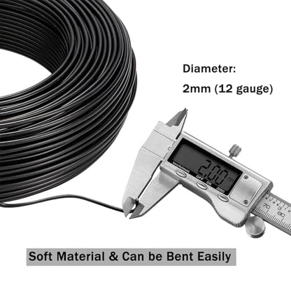 12 Gauge Aluminum Wire, 105 Feet 2mm Bendable Metal Craft Wire for Sculpting, Armature, Jewelry Making, Floral Making, Doll Making, Modelling, Crafting, Bonsai Training (Black) - color: Black
