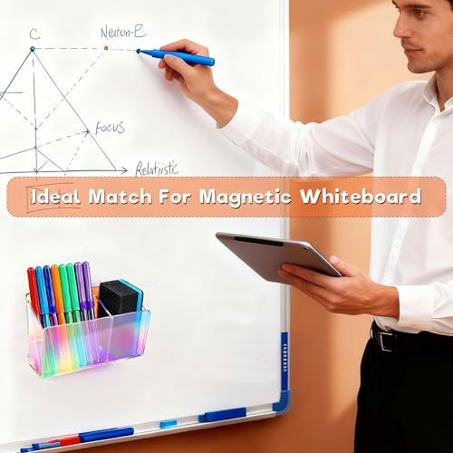 Magnetic Dry Erase Marker Holder - Non-Slip Acrylic Pen Organizer with Powerful Magnets for Whiteboard, Refrigerator, Office Desk, Classroom Supplies & Home Organization-colorful - color: Colorful