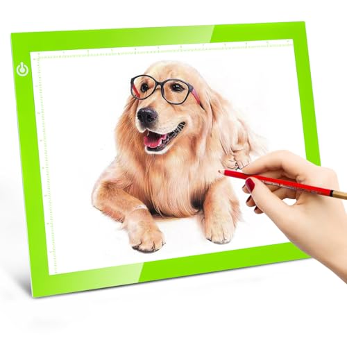 LitEnergy Portable A4 LED Copy Board Light Tracing Box, Green Ultra-Thin Adjustable USB Power Artcraft LED Trace Light Pad for Tattoo Drawing, Streaming, Sketching, Animation, Stenciling - color: GREEN, size: 01 - A4
